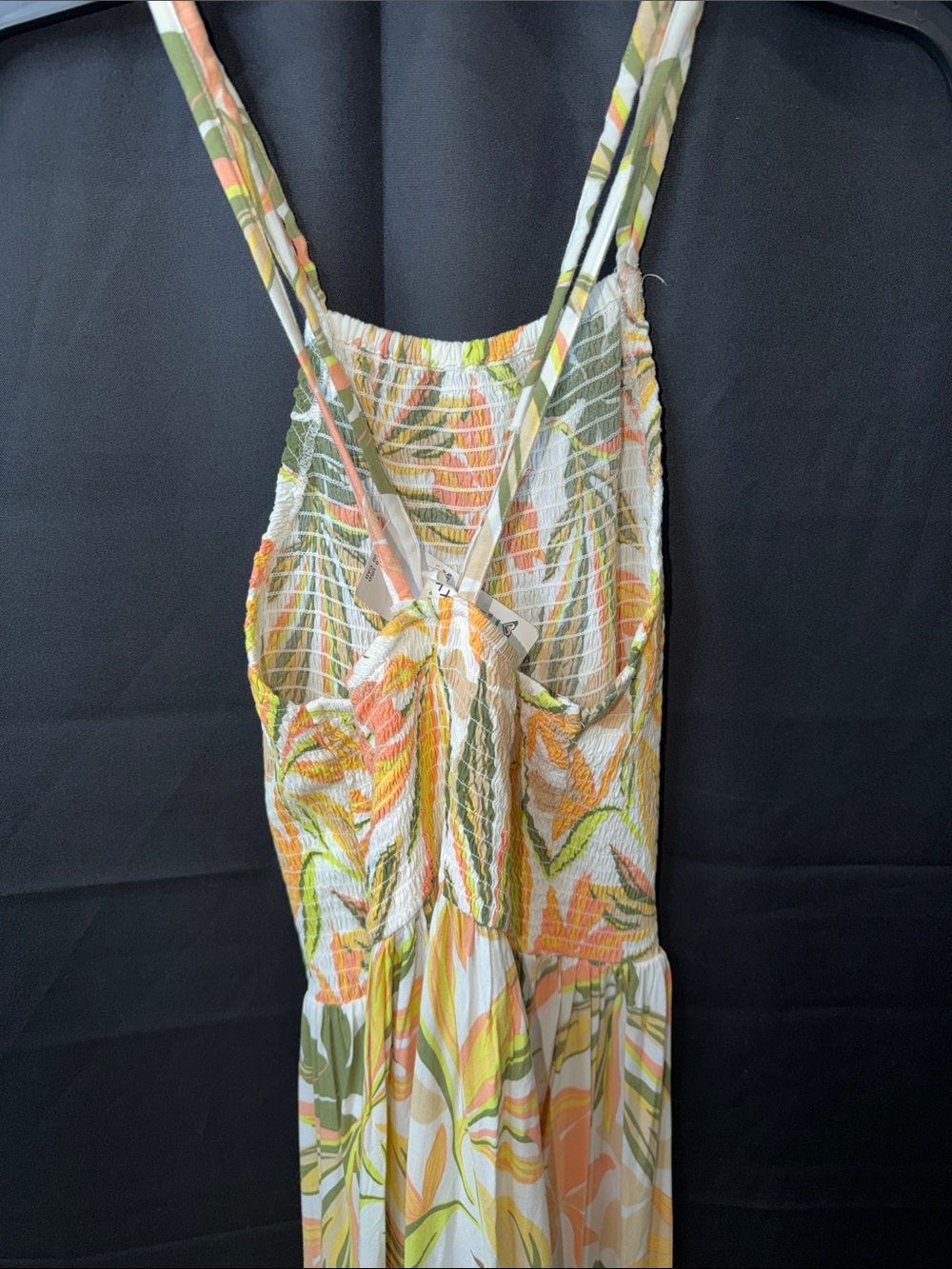 Roxy Floral Tropical Maxi Dress in Peach, Green & Cream - Picture 4 of 4